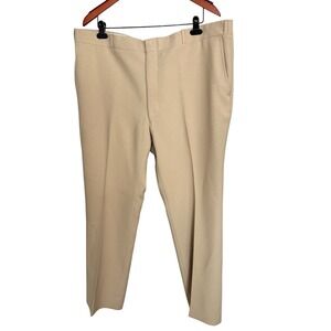 Perma-Prest Classic Collection Dress Pants Mens 42x30 Tan Polyester Straight Leg